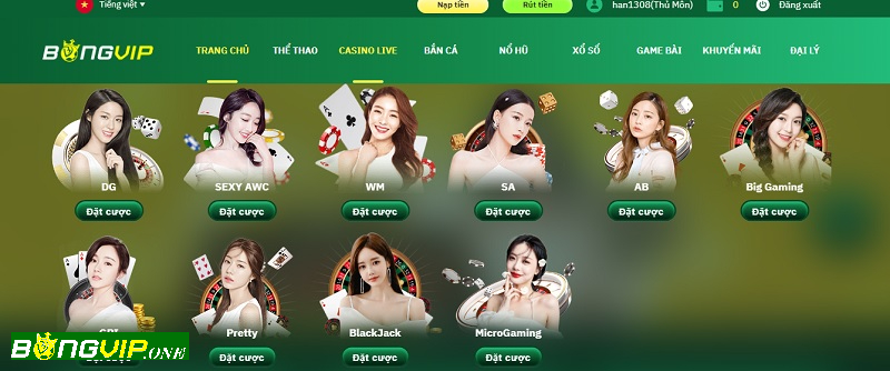 Sơ lược về những chuyên mục game Live Casino tại nhà cái Bongvip